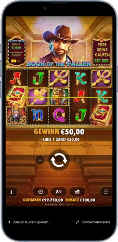 Book of Fallen Gewinnlinie im mobilen Spiel