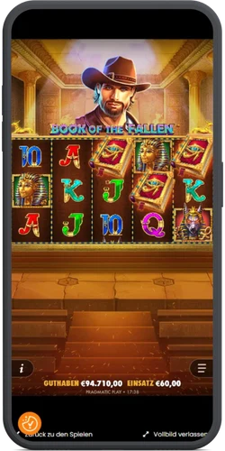 Basisspiel von Book of Fallen mit Buchsymbolen auf den Walzen