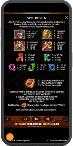 Spielregeln mit Auszahlungstabelle in Book of Fallen